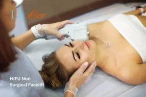 Woman having Hi-Fu to reduce wrinkles Leigh-on-Sea.