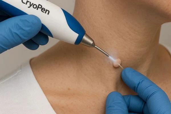 Person receiving cryotherapy Leigh-on-Sea for skin tag removal